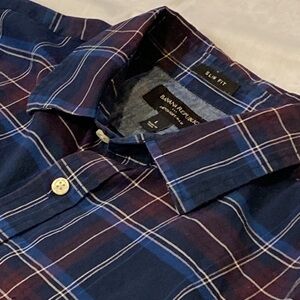 Banana Republic Men's Blue Plaid Shirt size large stretch soft wash
